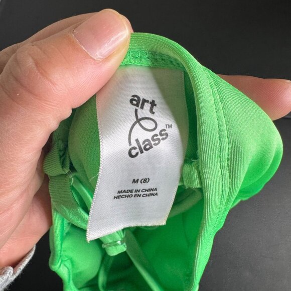 Art Class Girl's Lime Green One Piece Cutout Tank-Cut Swimsuit, Size 8 (M) - Picture 3 of 4